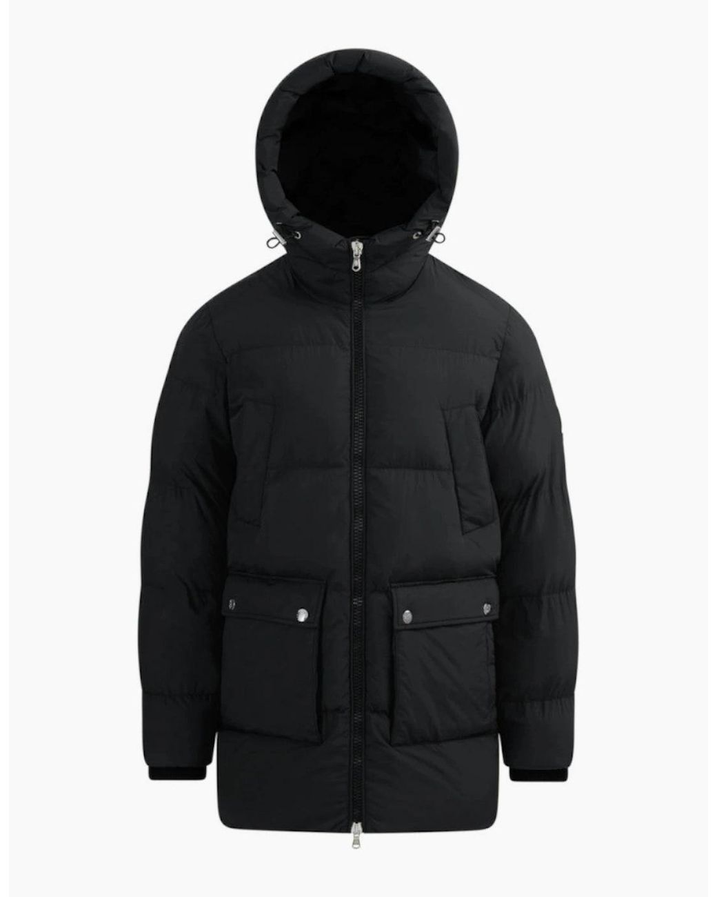 Sandbanks Black Patch Pocket Mid Puffer for men