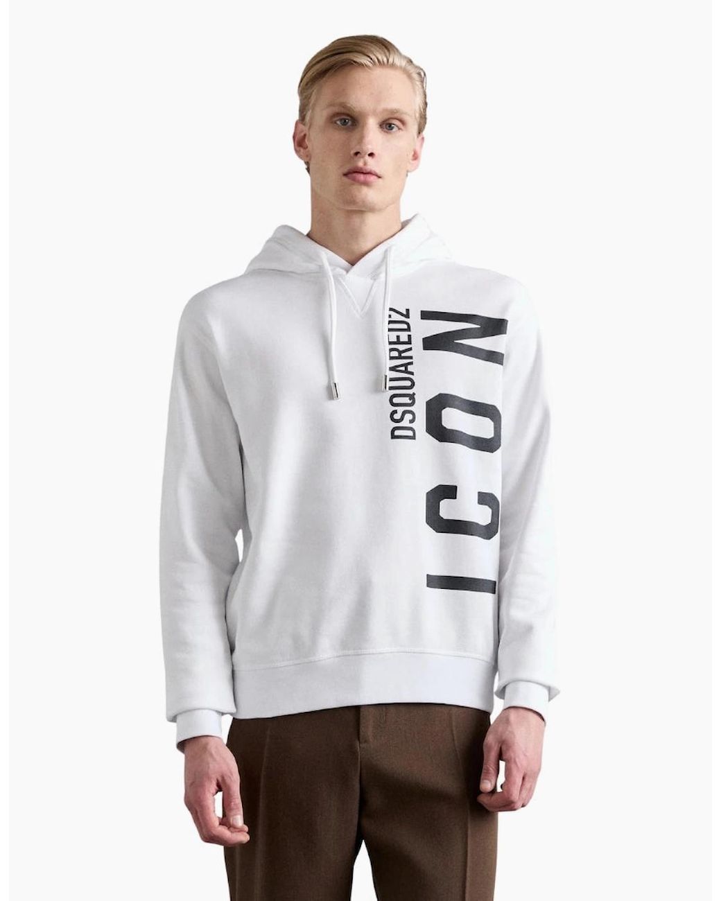 DSquared² White Hoodie Large Icon Logo for men
