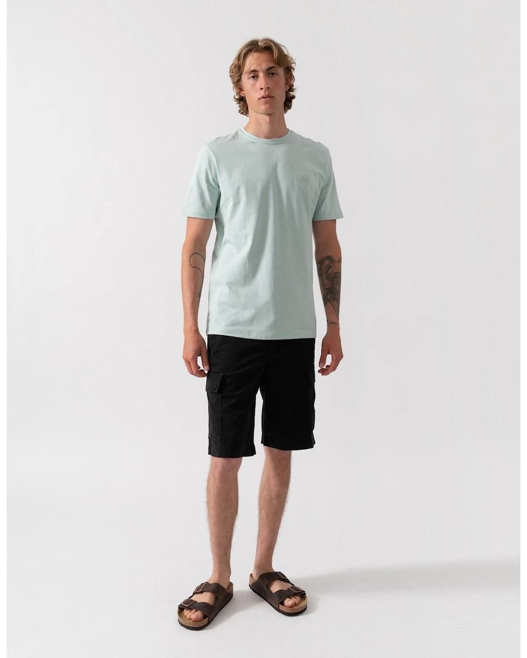 Boss Gray Boss Tales Cotton-Jersey T-Shirt With Logo Patch for men