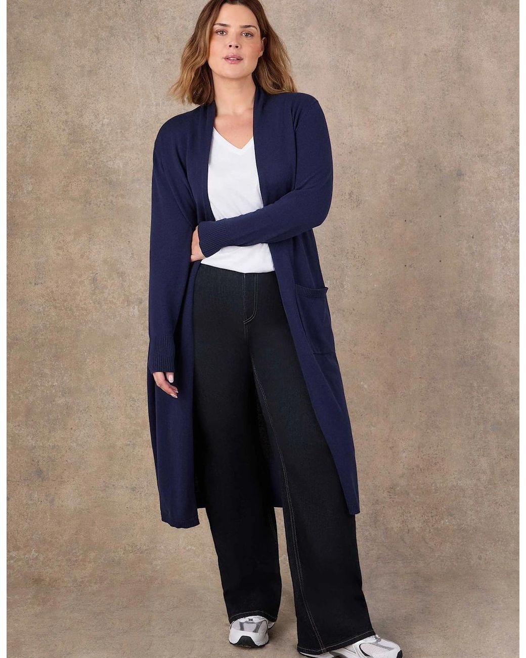 Live Unlimited London Blue Longline Knitted Cardigan