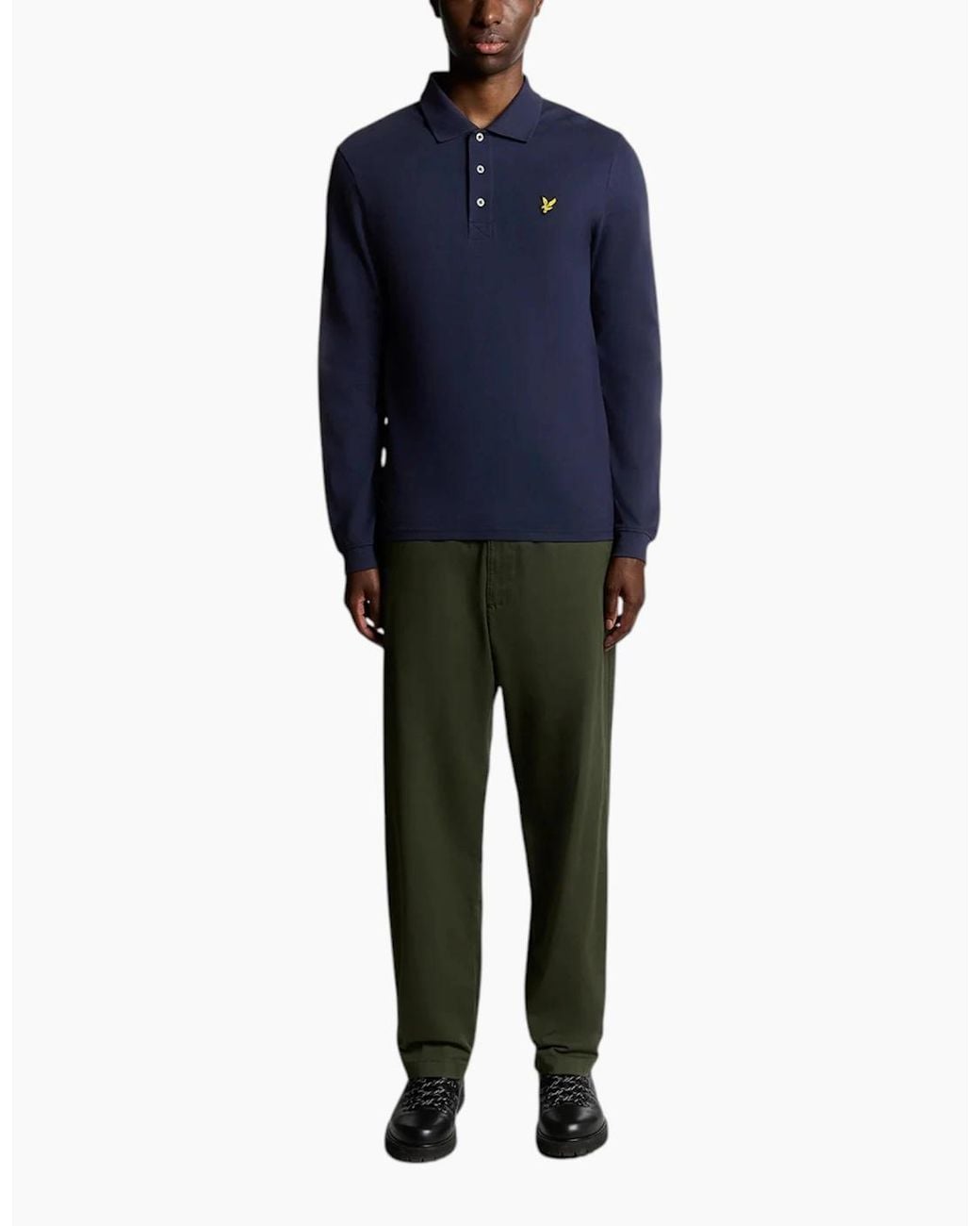 Lyle & Scott Blue Polo Shirt Lp400Vog Long Sleeve Summer Casual Cotton Tee for men