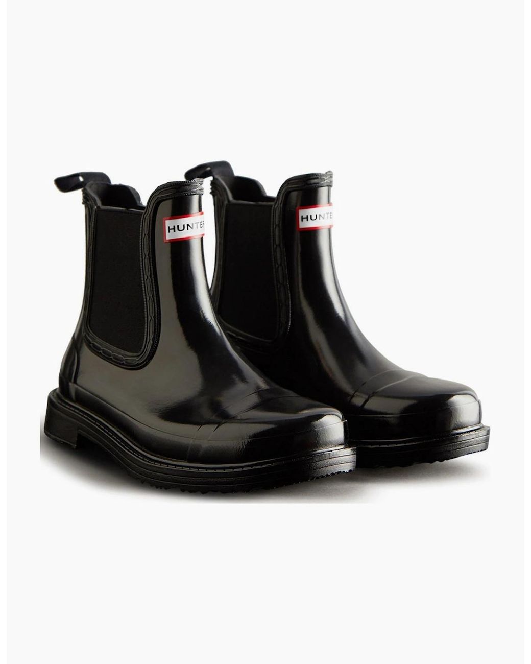 Hunter Black Commando Gloss Chelsea Boot Wellingtons
