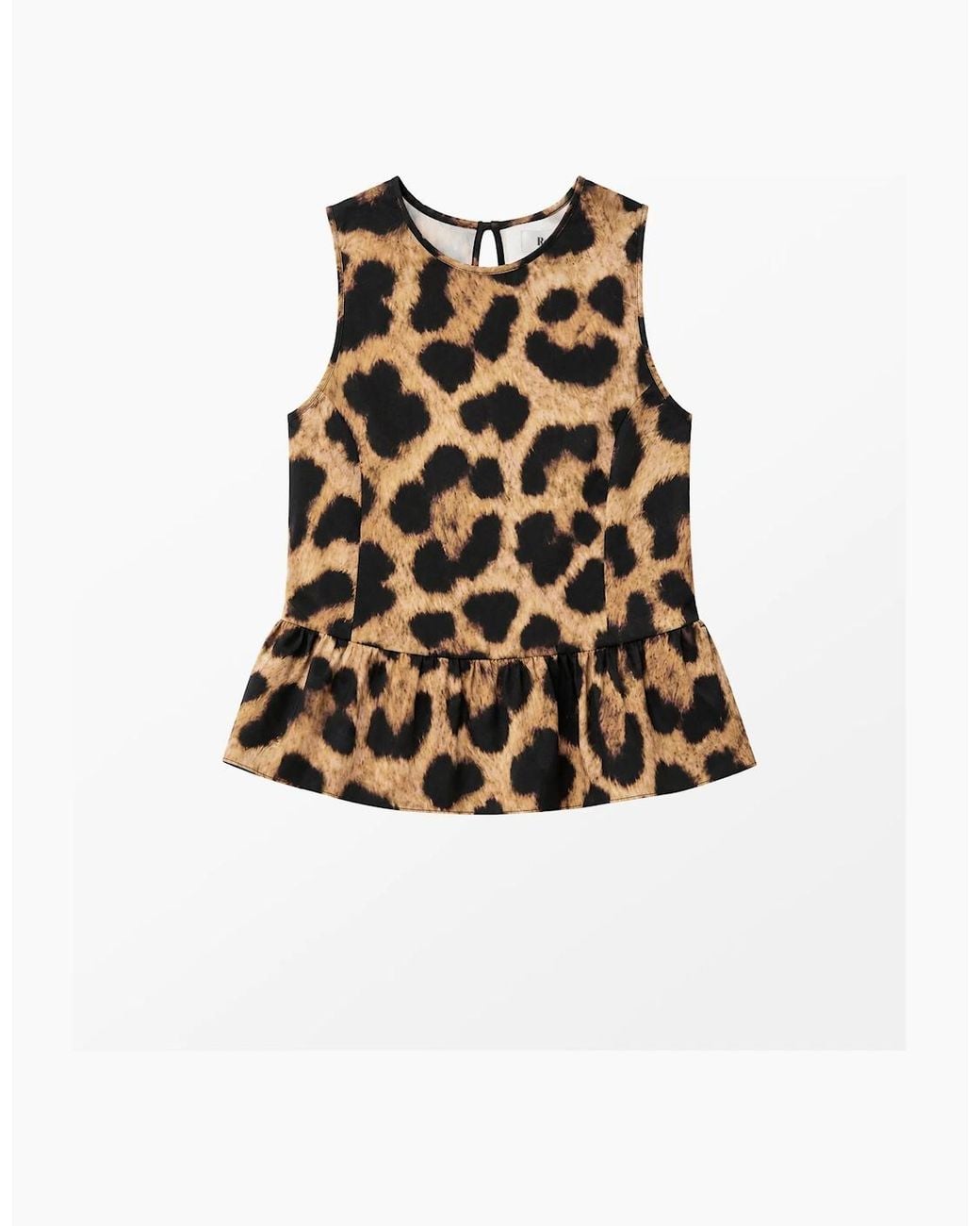 Ro&zo White Leopard-Print Cotton Peplum Top