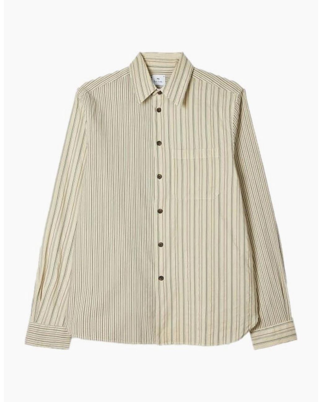 Paul Smith Natural Ps Cut & Sew Stripe Shirt 02 Off for men