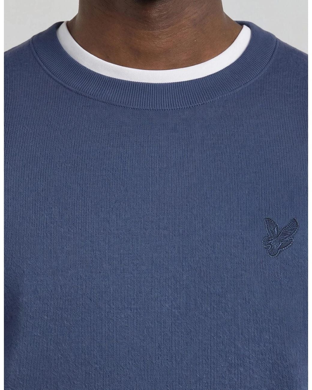 Lyle & Scott Blue Superfine Cotton Crew Neck Jumper for men