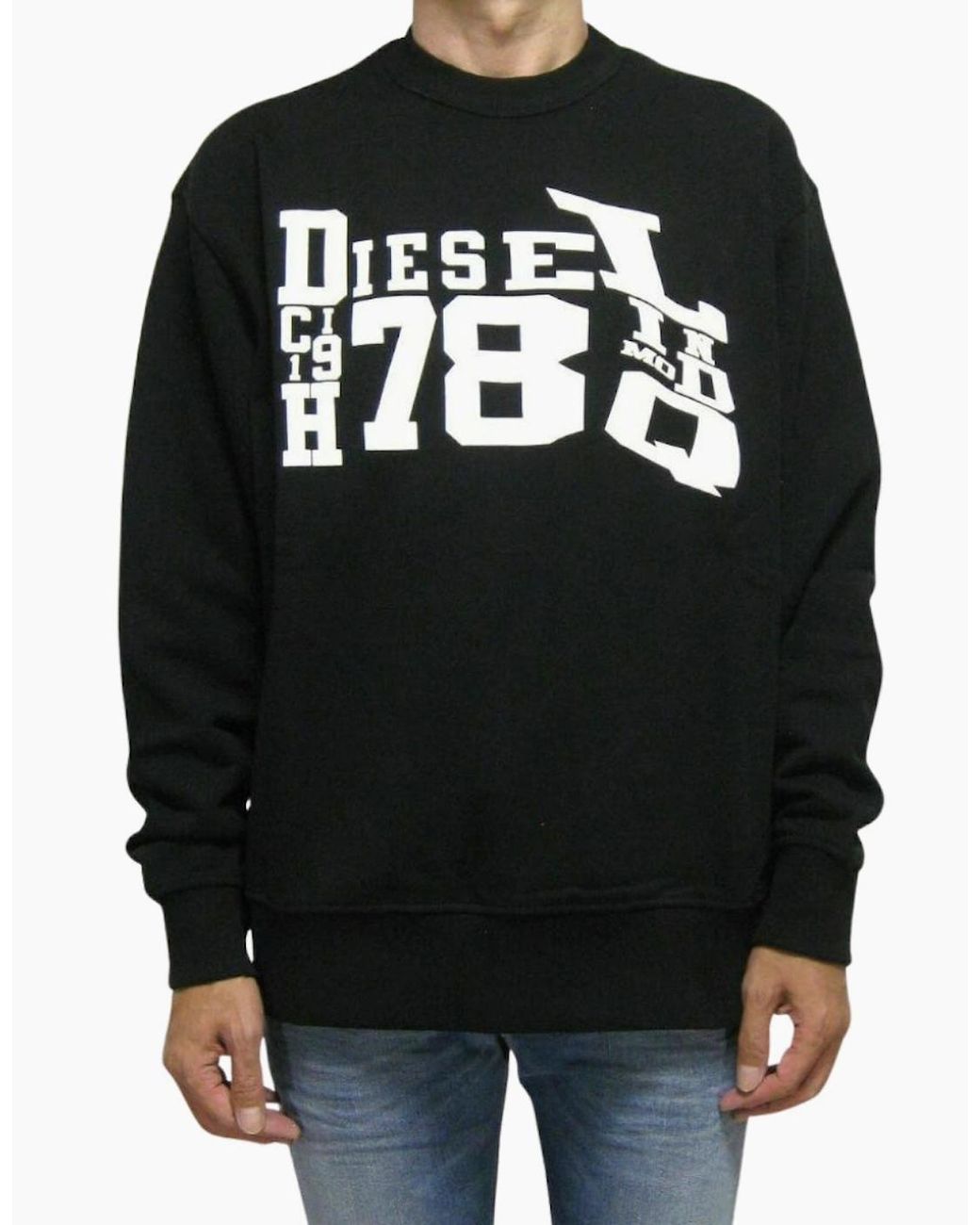 DIESEL Black Distorted Logo Sweatshirt for men