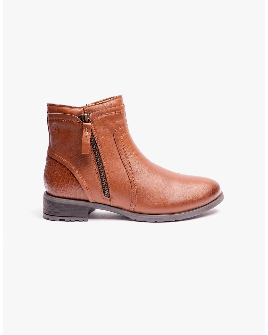 Hush Puppies White Scarlett Leather Ankle Boots Tan