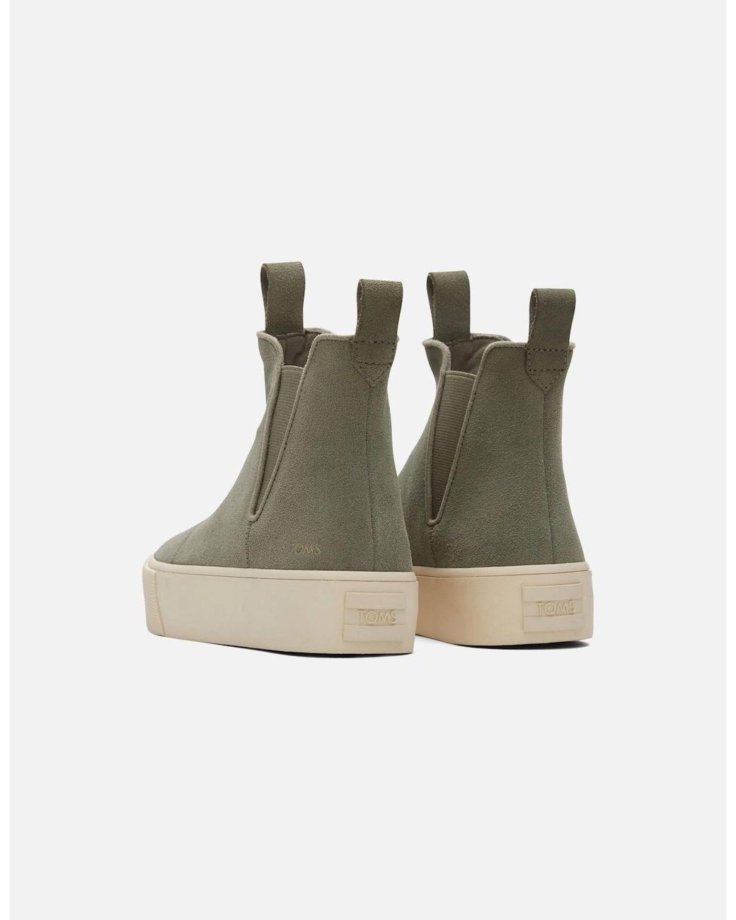TOMS Gray Fenix Platform Leather Vetiver Flat Chelsea Boots