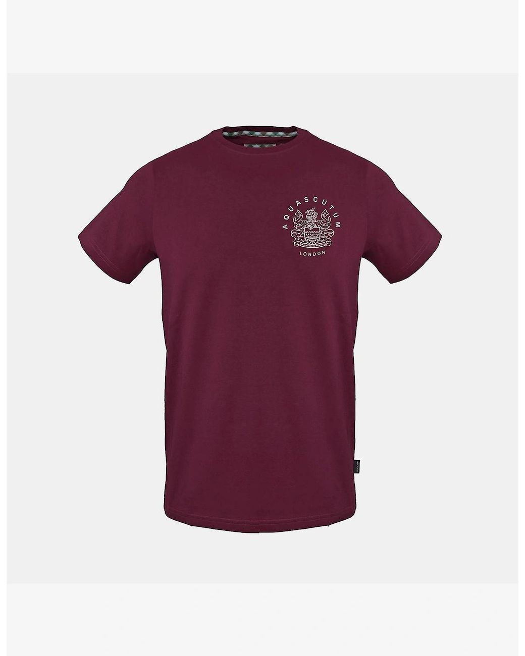 Aquascutum Purple Text Graphic Crew Neck Short Sleeve T-Shirt for men