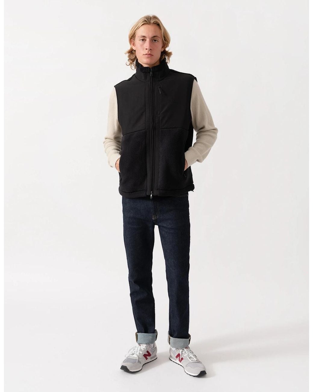 Boss Black Boss Sveedy Contrast-Panel Teddy Fleece Gilet With Logo for men