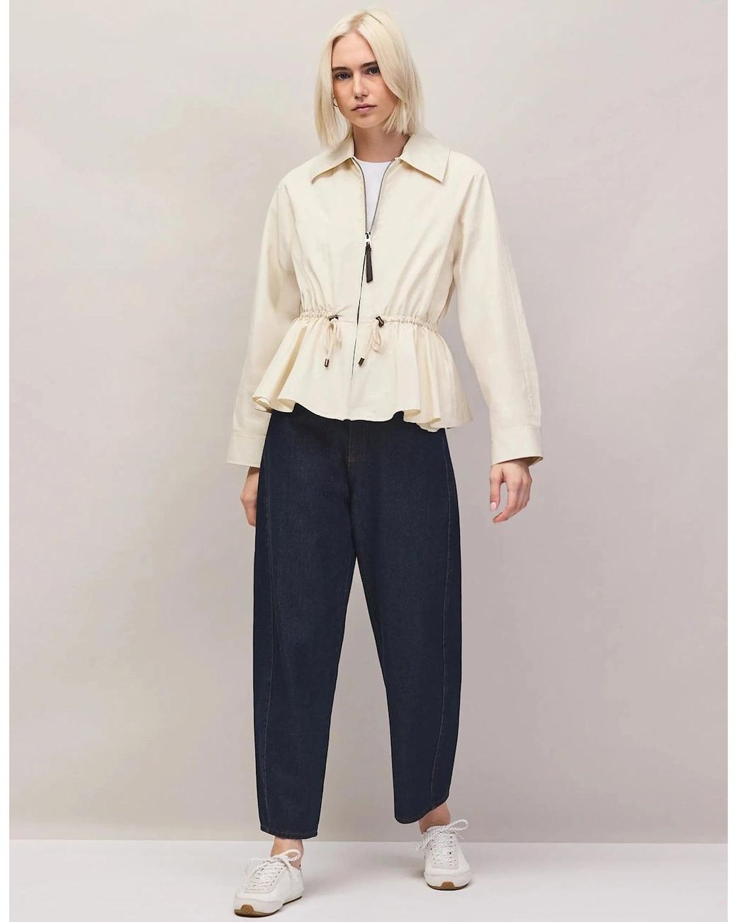 Ro&zo White Drawstring Waisted Water-Resistant Jacket