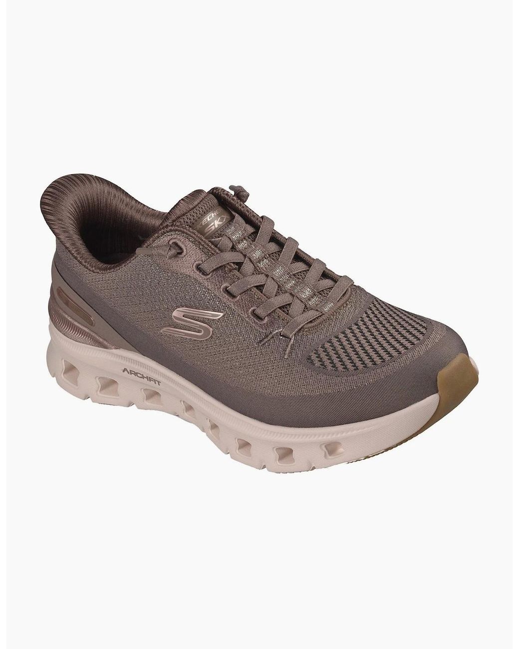Skechers Brown Arch Fit Glide-Step Pro Golden Pace Textile Trainers