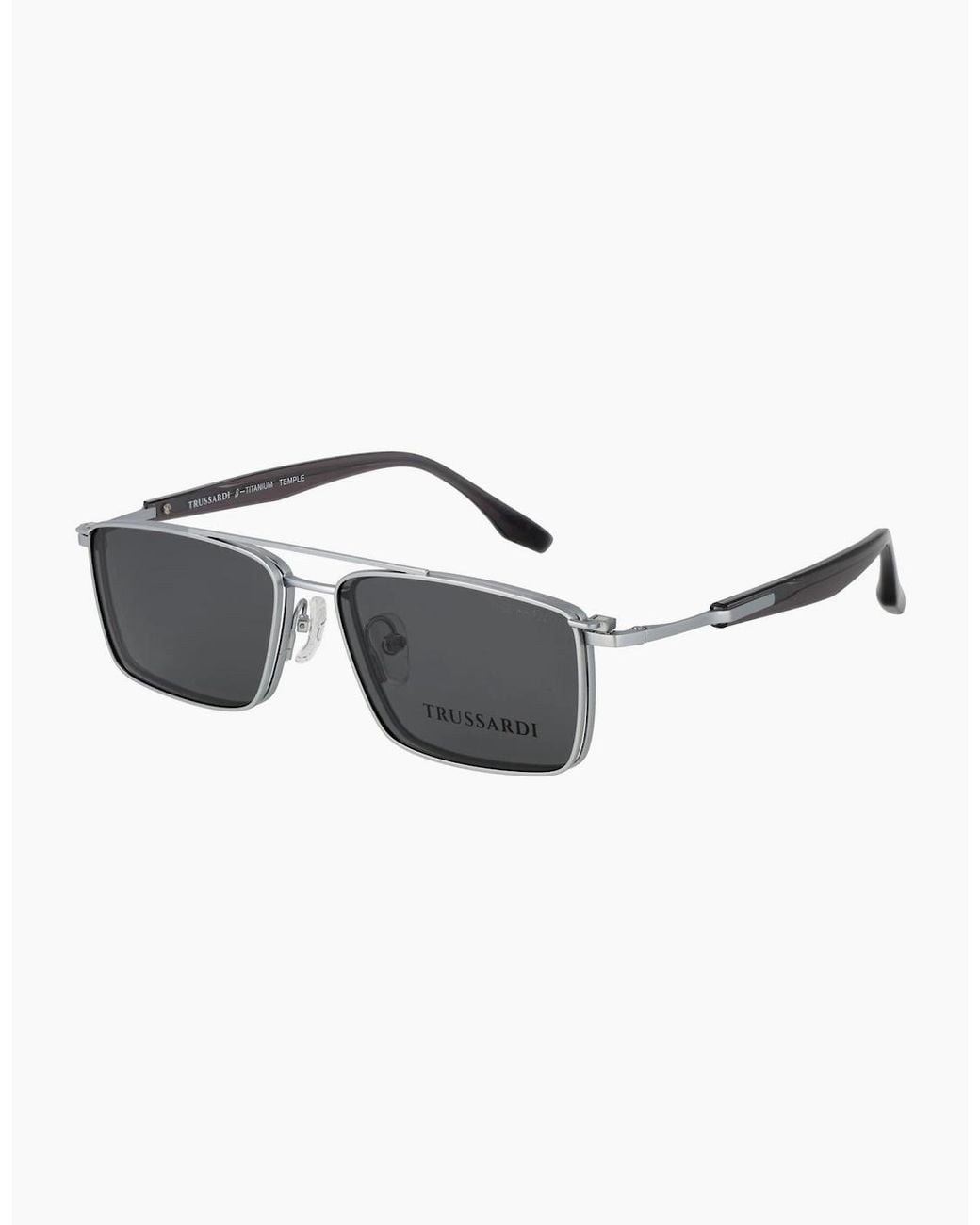 Trussardi Metallic Optical Frame Tsm1047Gt 03A 54 & Sunglasses Clip Tsm1047Gt 03Ag 54 for men