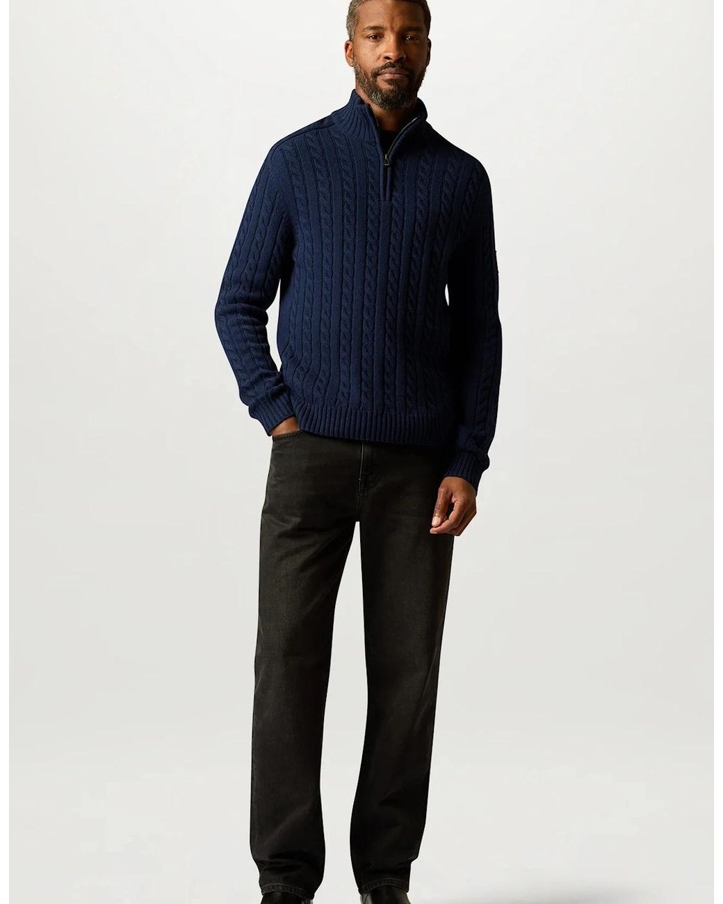 Belstaff Blue Westport Quarter Zip Sweater for men