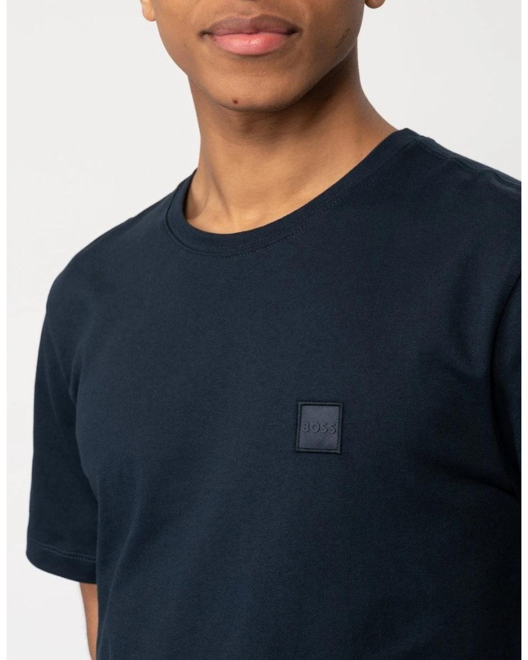 Boss Blue Boss Tales Cotton-Jersey T-Shirt With Logo Patch Nos for men