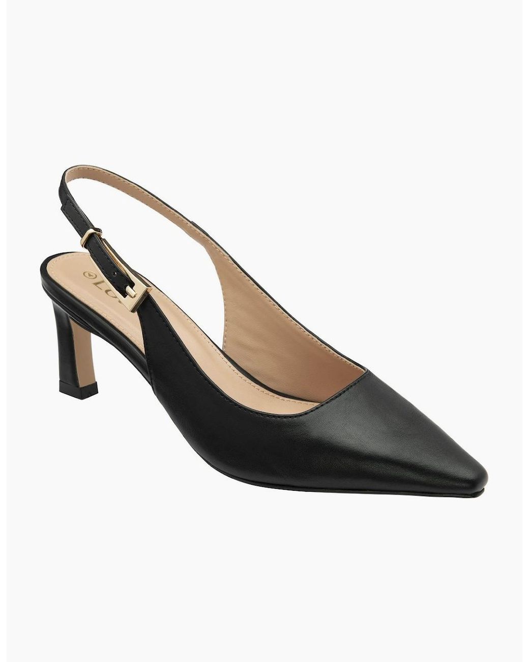 Lotus Black Sharon Slingback Court Shoes