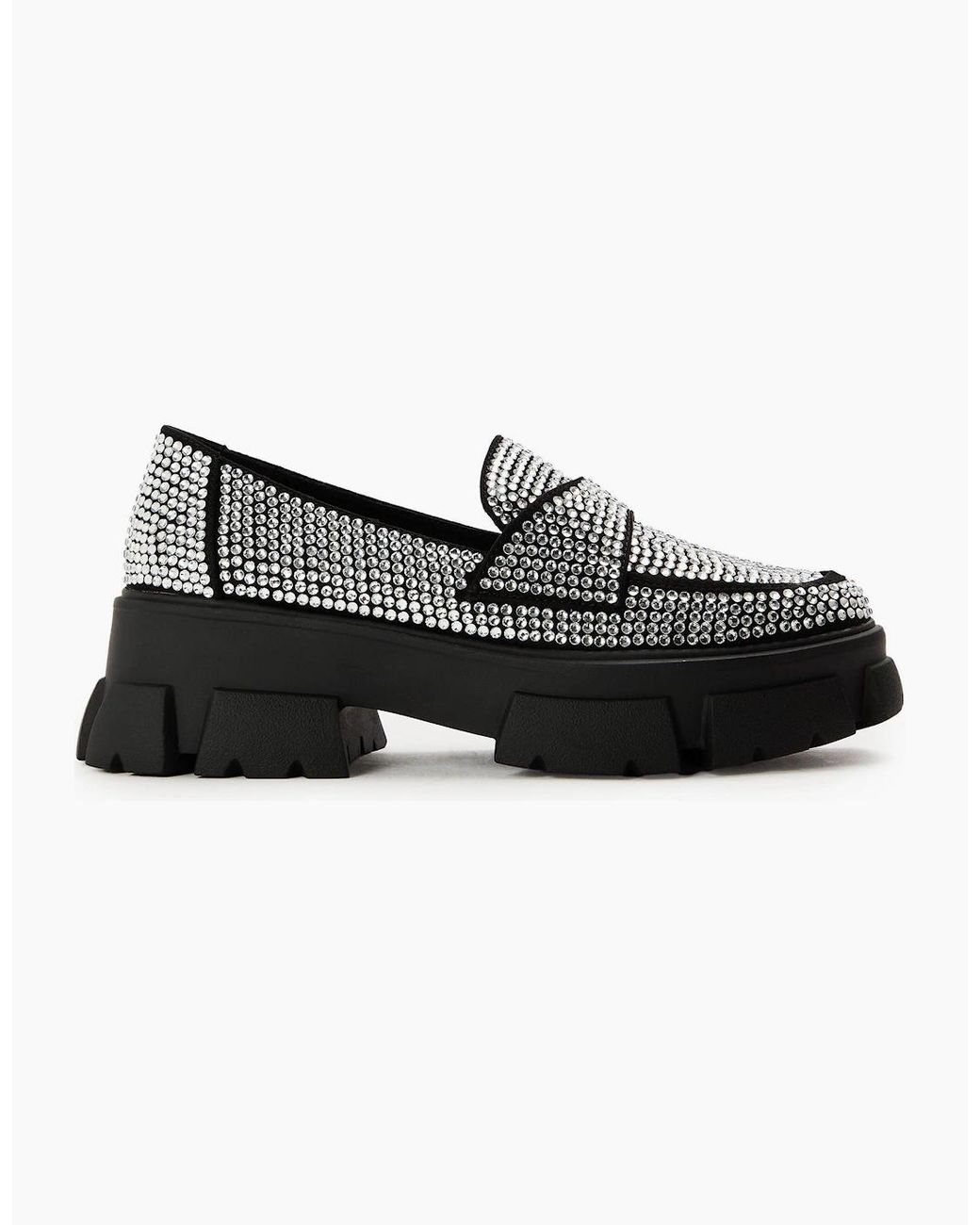 Steve Madden Black Trifecta R Metallic Penny Loafers
