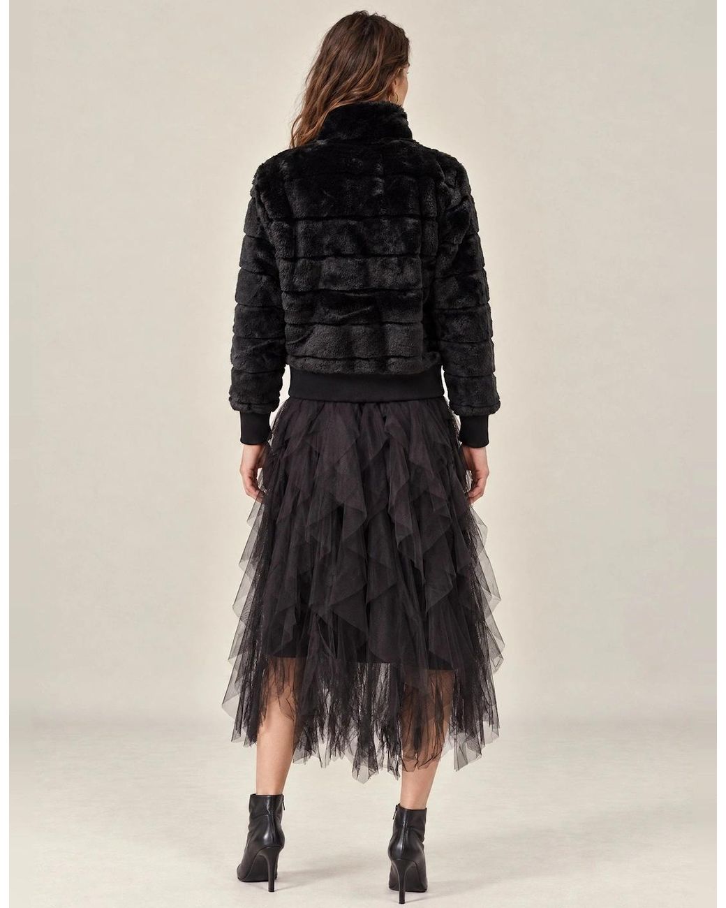 James Lakeland Black Panelled Faux Fur Jacket