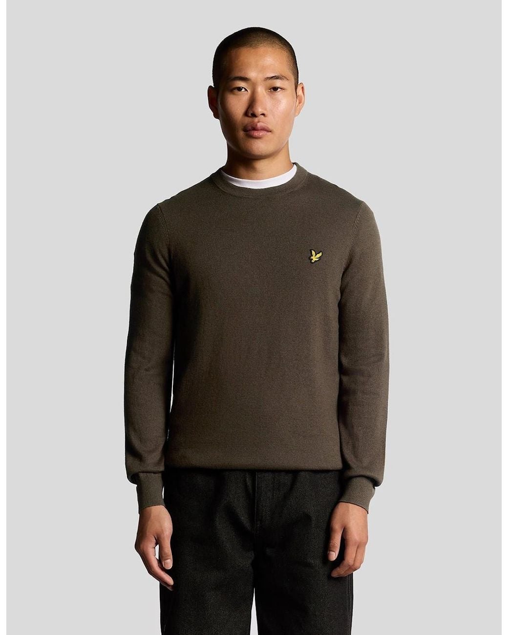 Lyle & Scott Brown Lyle & Scott Cotton Merino Crew Neck Jumper for men