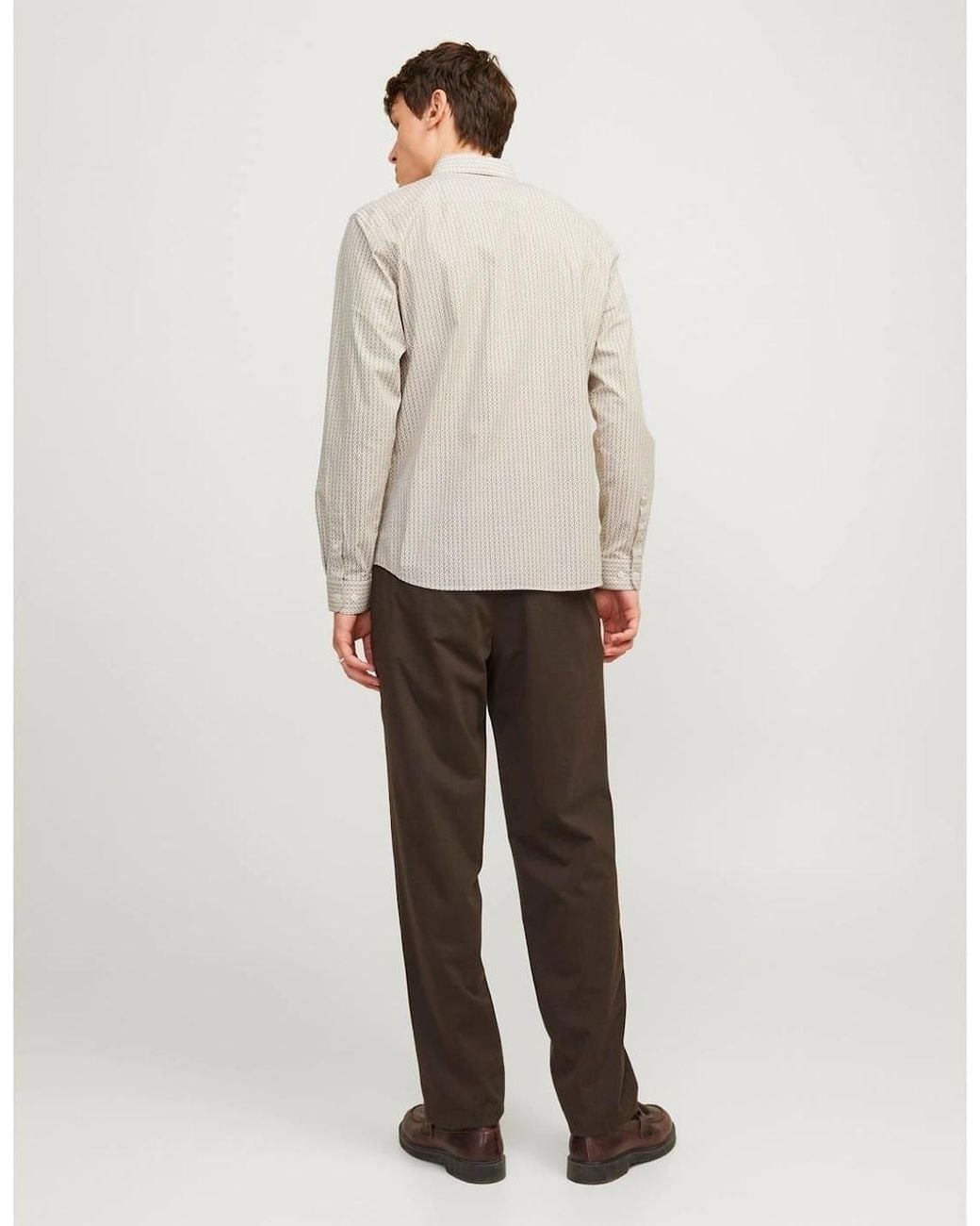 Jack & Jones White Slim Fit Long Sleeve Shirt for men