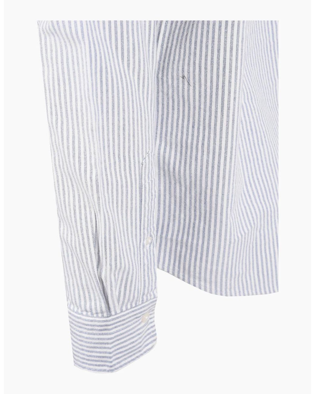 Gant Blue Reg Fit Brushed Oxford Stripe Shirt Crisp for men