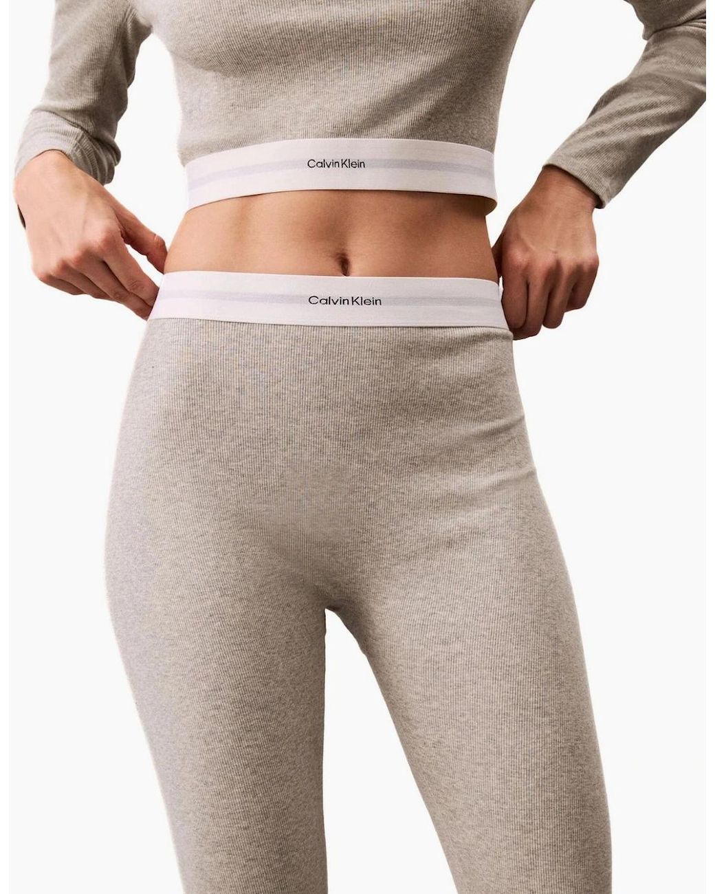Calvin Klein Gray Modern Rib Leggings, Heather