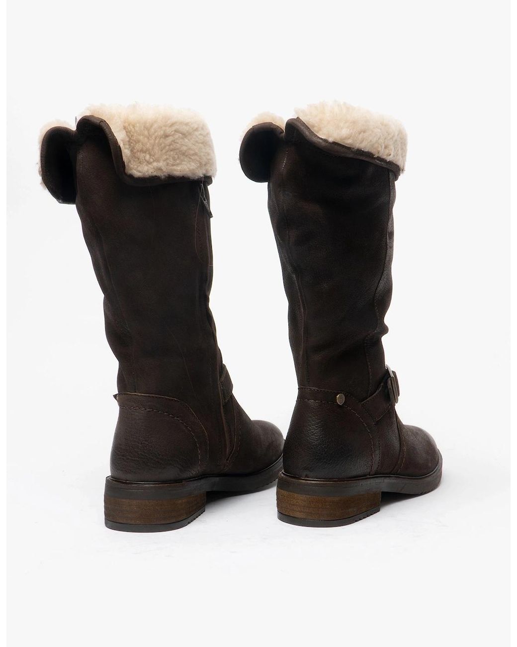 Hush Puppies Black Bonnie Leather Mid Height Boots