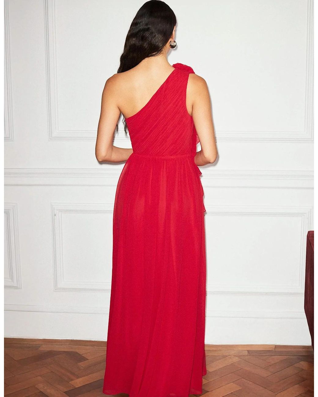 Ro&zo Red Isla Corsage One Shoulder Dress