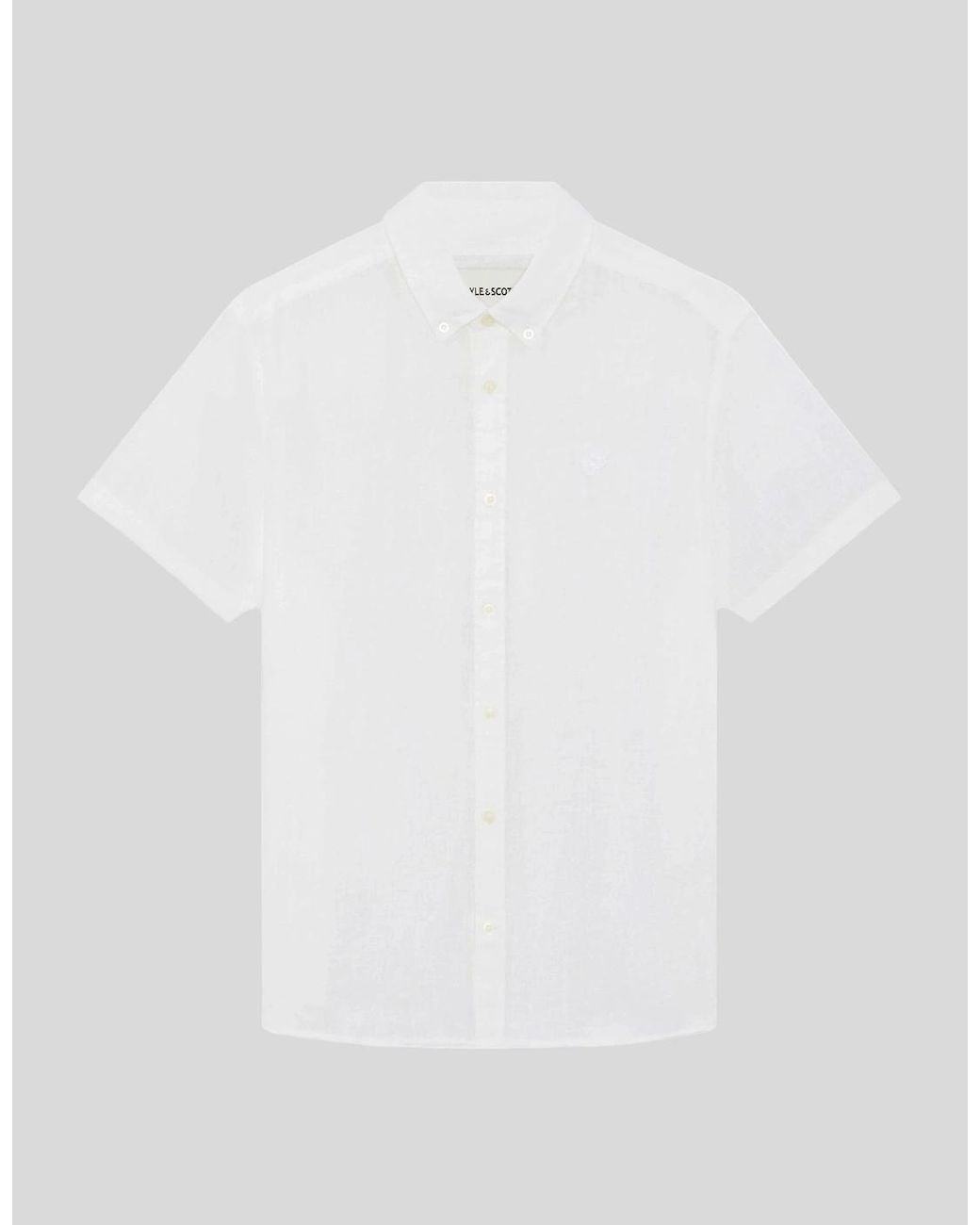 Lyle & Scott White Short Sleeve Linen Shirt for men
