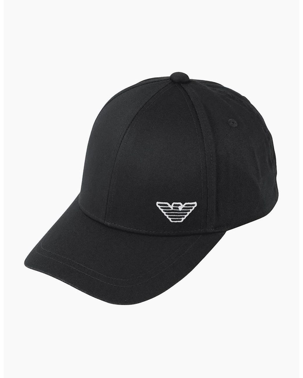 Emporio Armani Black Embroidered Eagle Cap for men
