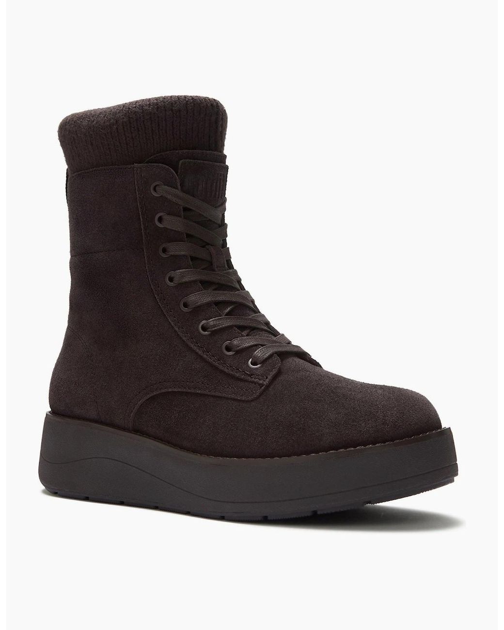 Fitflop Black Gen-Ff Roam Knit Suede Chocolate Boots