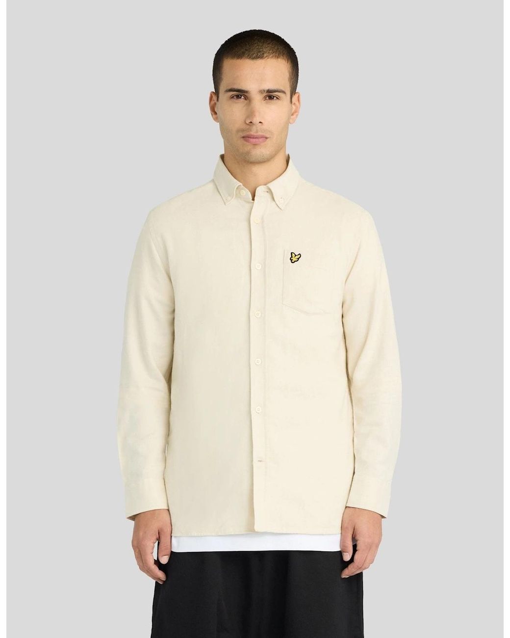 Lyle & Scott Natural Button Down Flannel Shirt for men
