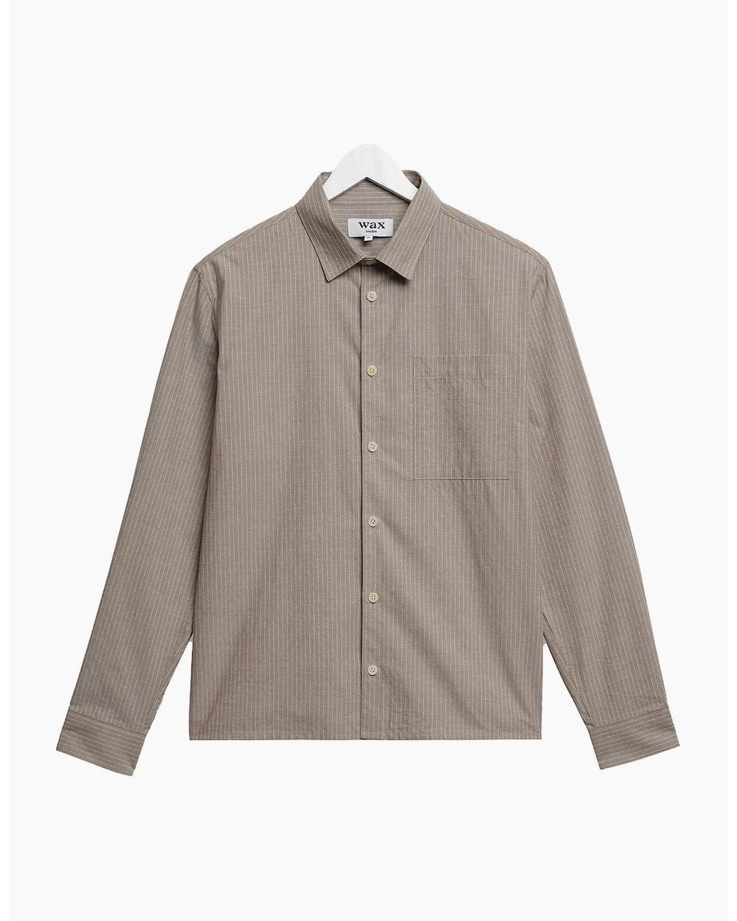 Wax London Gray Halcomb Broken Stripe Long Sleeve Shirt