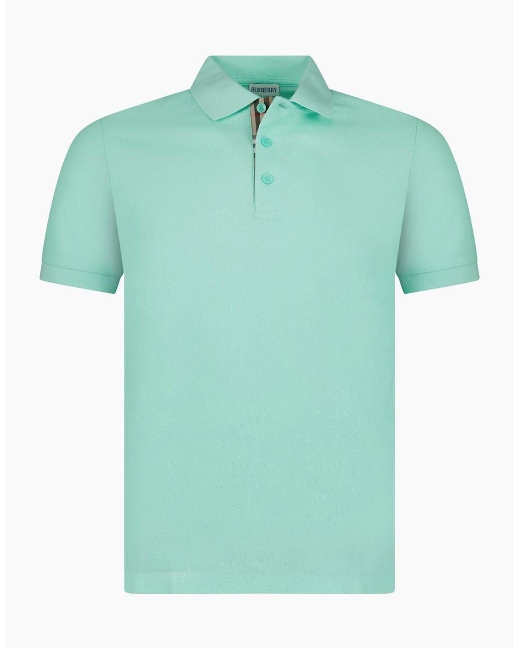 Burberry Green 'Hartford' Check Placket Polo Summer Mint for men