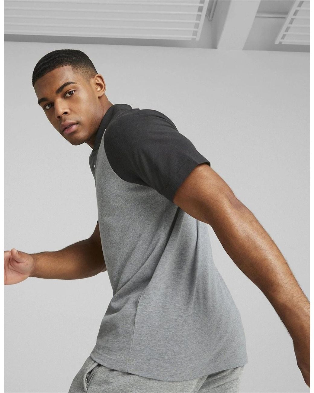 PUMA Gray Teamcup Casuals Polo Shirt for men