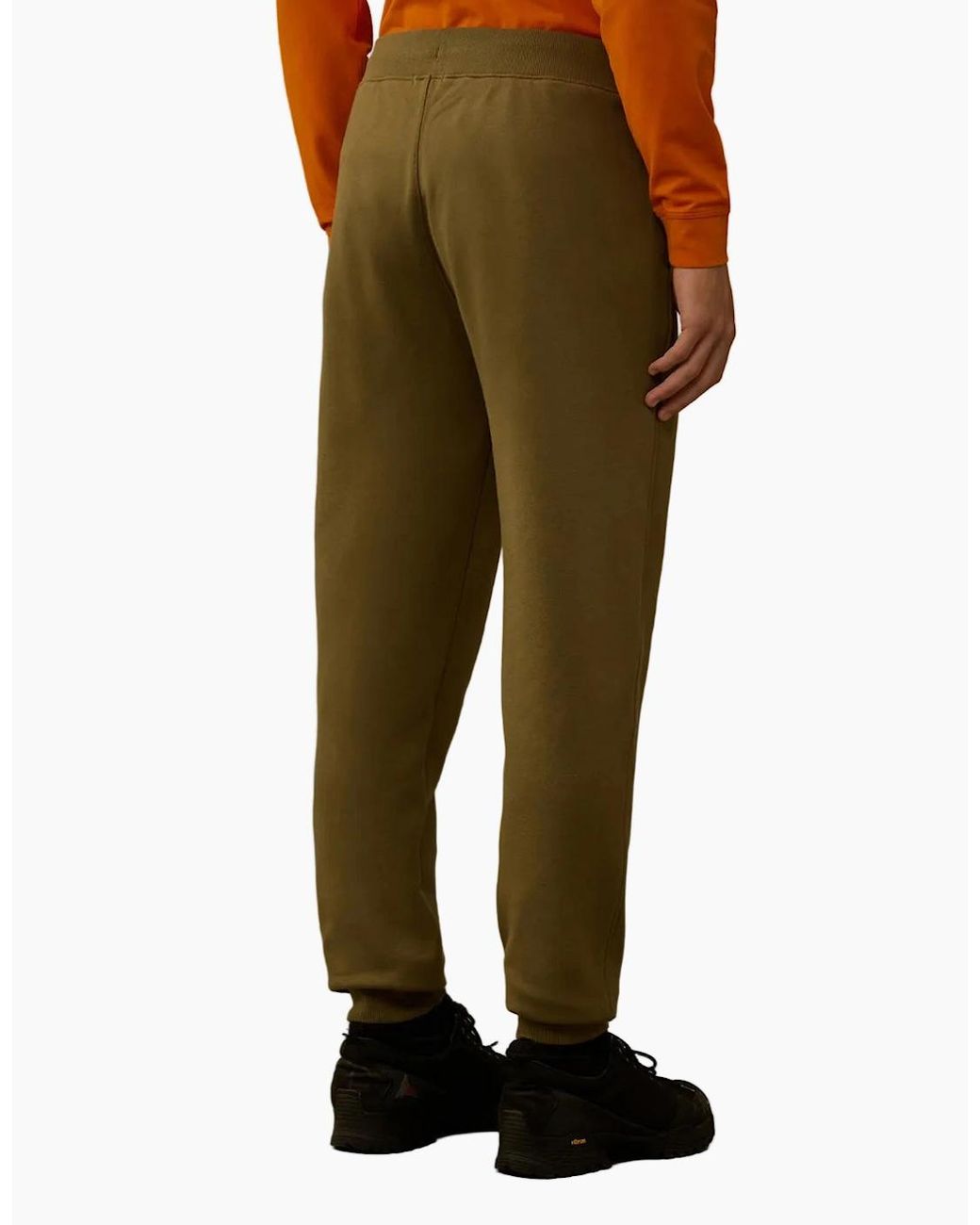 C P Company Green Diagonal Raised Fleece Lens Sweatpants for men