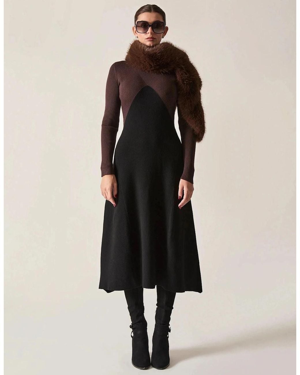 James Lakeland Black Colour-Block Knit Dress