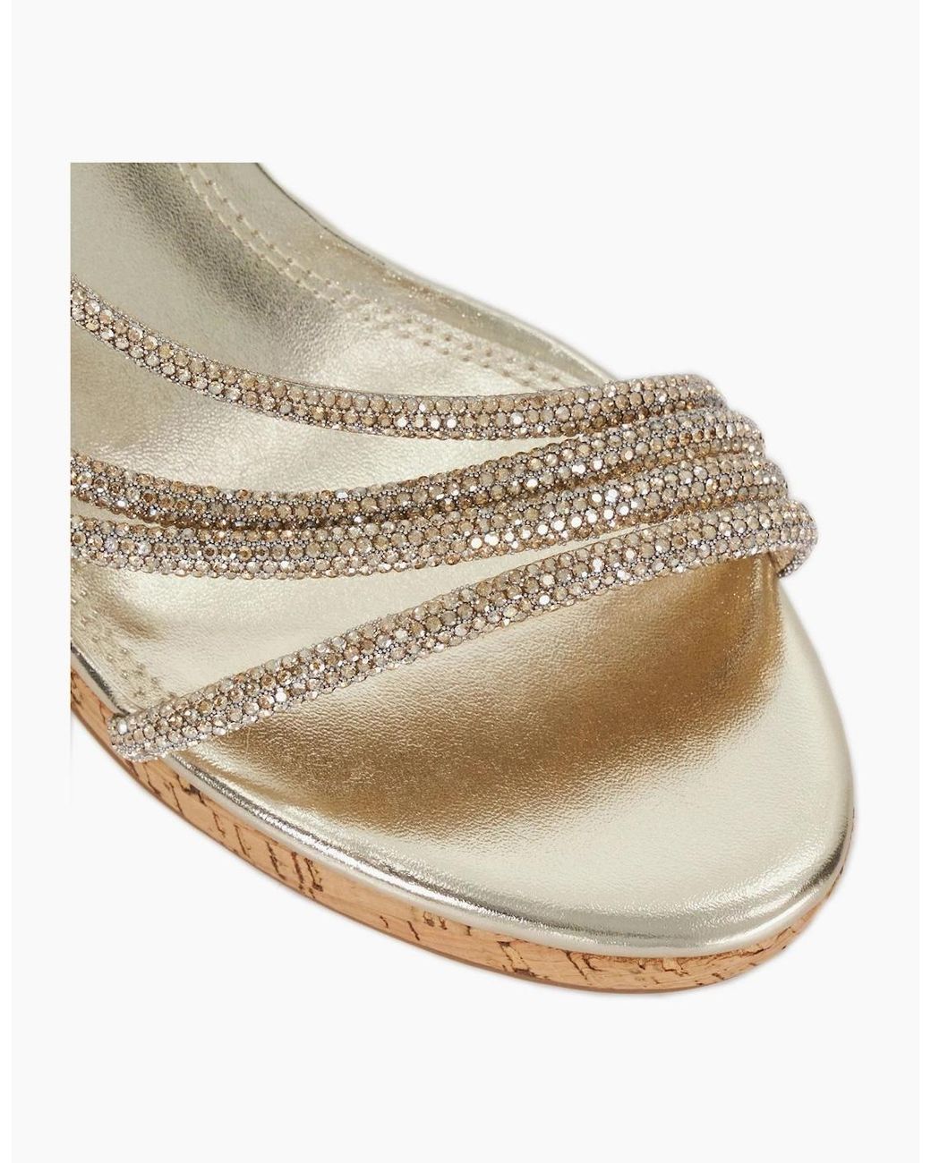 Dune Metallic Kemory Open Toe High Heel Wedge Sandals
