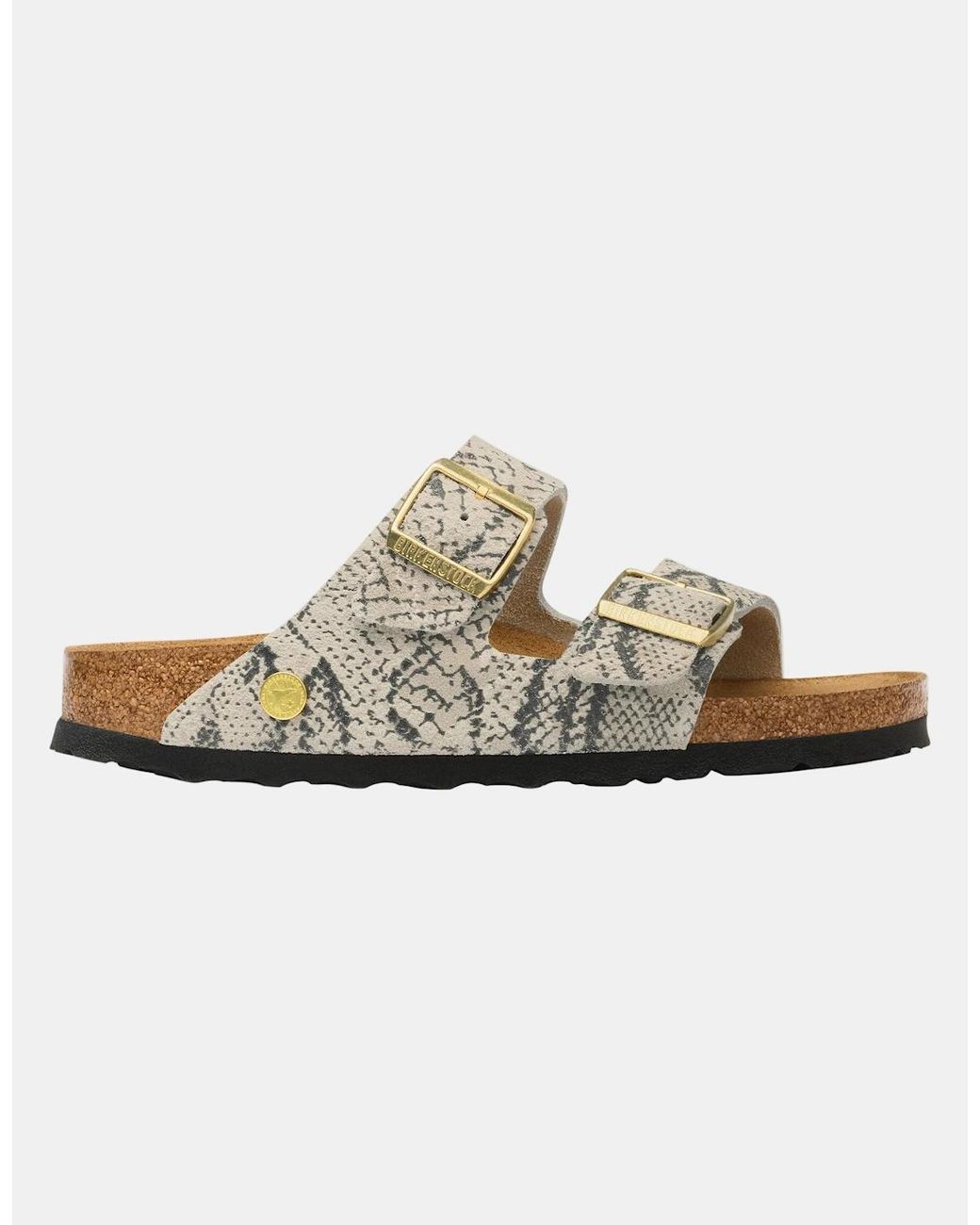 Birkenstock Arizona White Rivet Logo Suede Sandals
