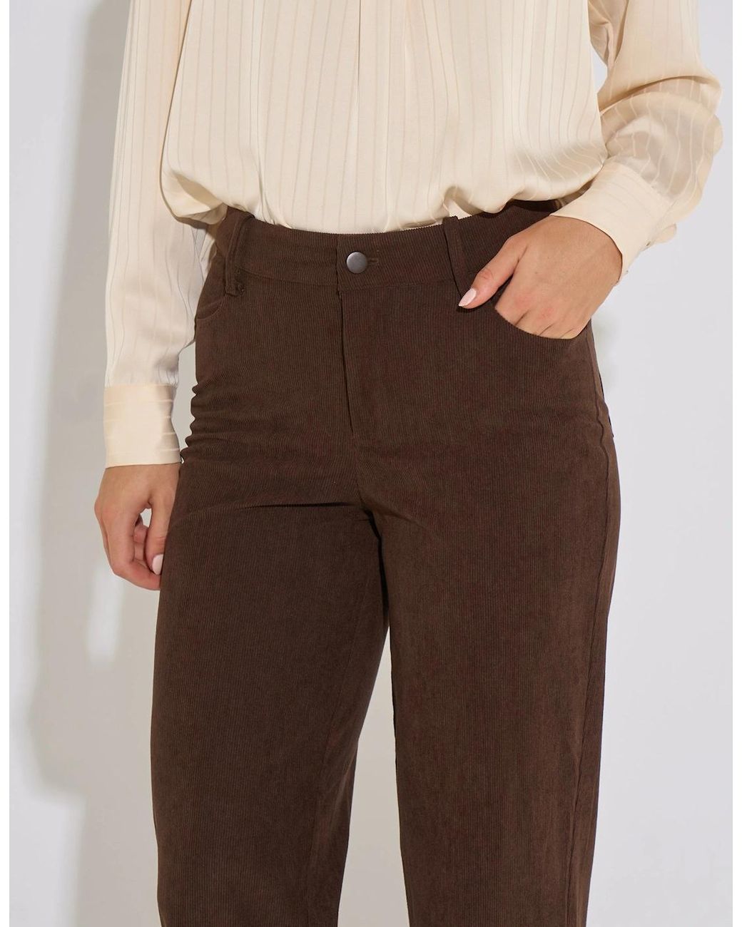 Gini London Natural Cord Straight Leg Trousers