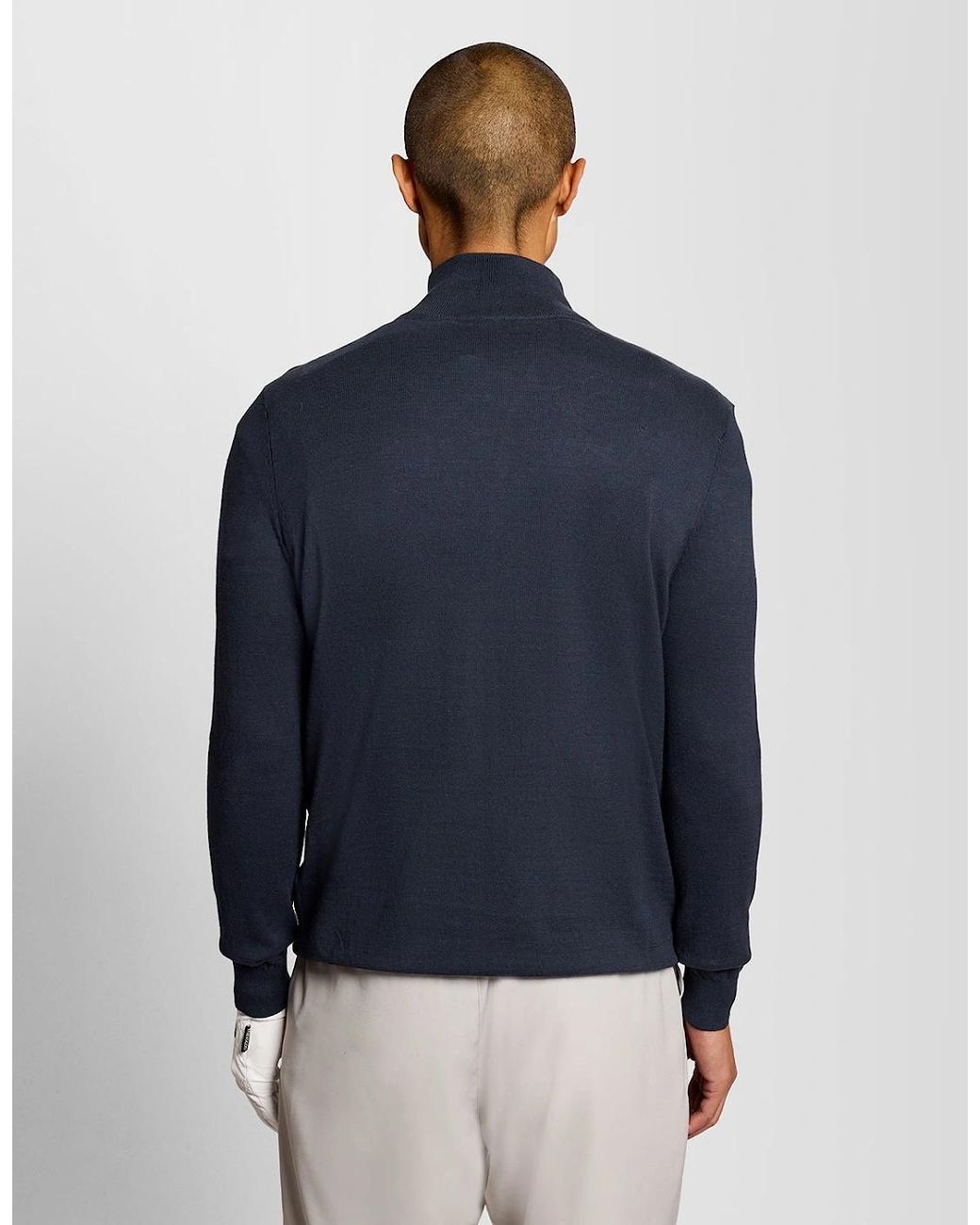 Lyle & Scott Blue Cotton Tipped 1/4 Zip Jumper for men