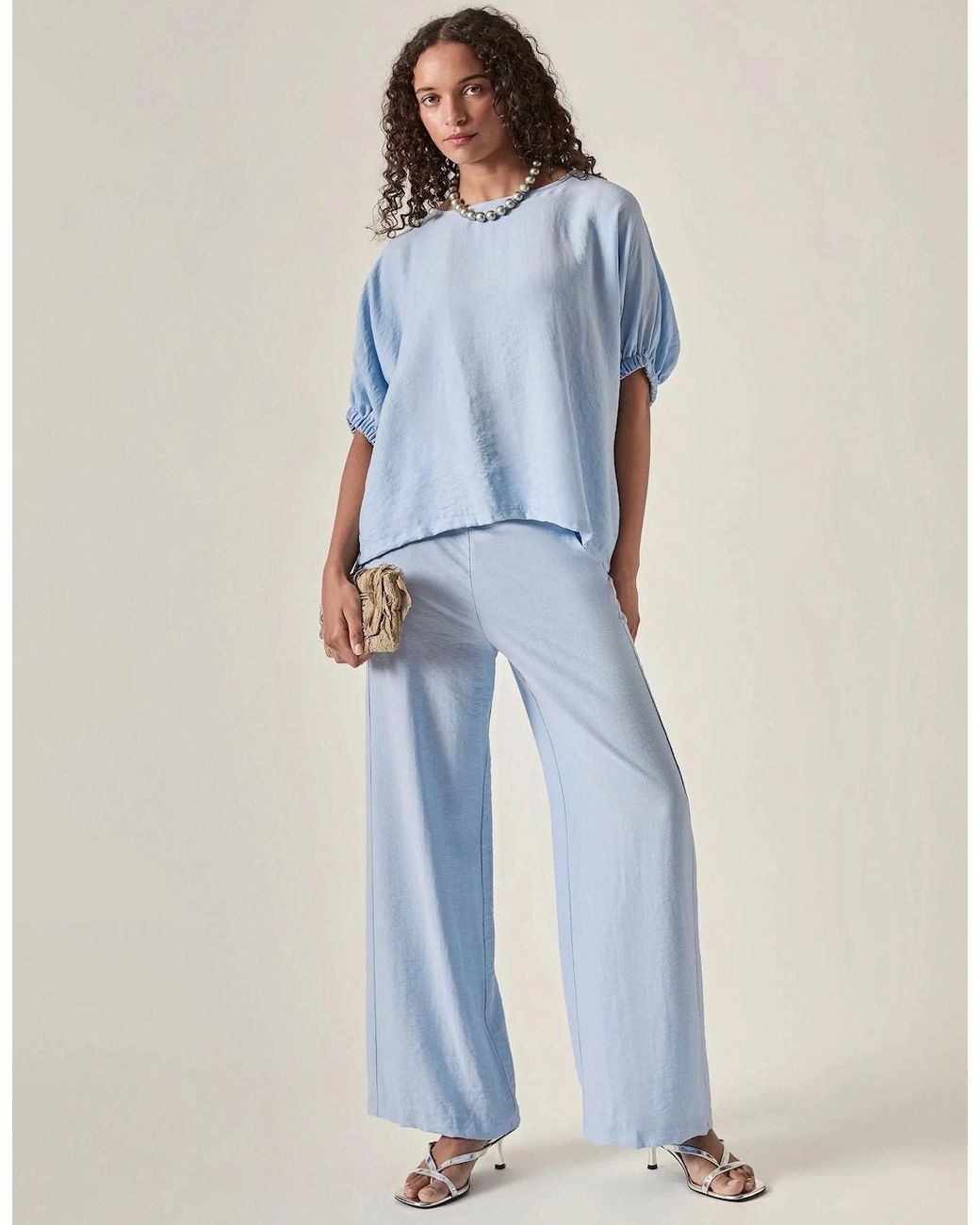 James Lakeland Blue Relaxed Side Zip Trousers – Powder