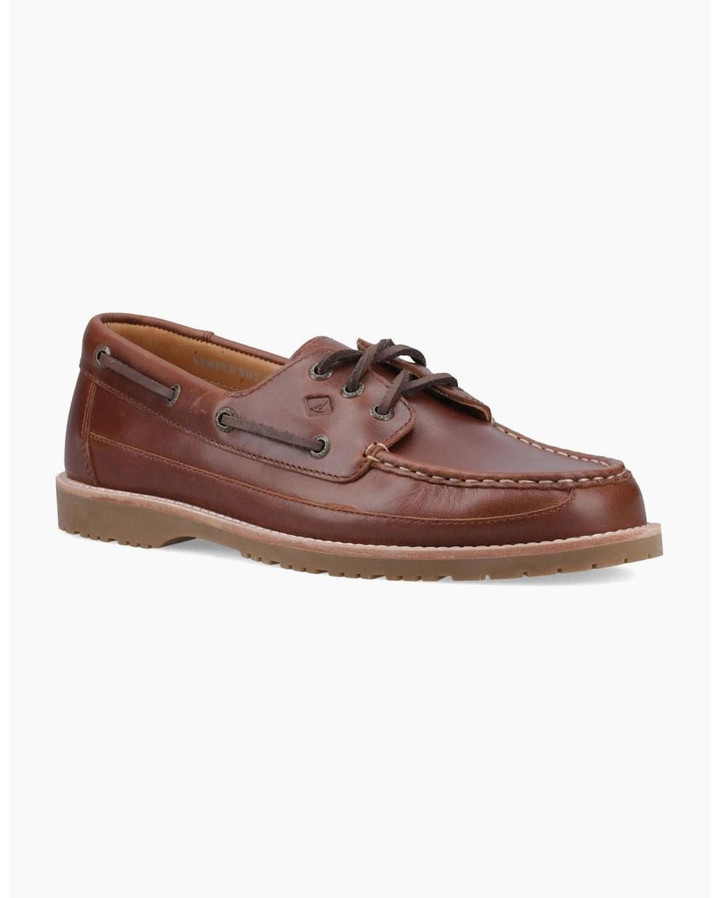 Sperry Top-Sider Brown Sperry Mini Lug 3 Eye Leather Boat Shoes for men