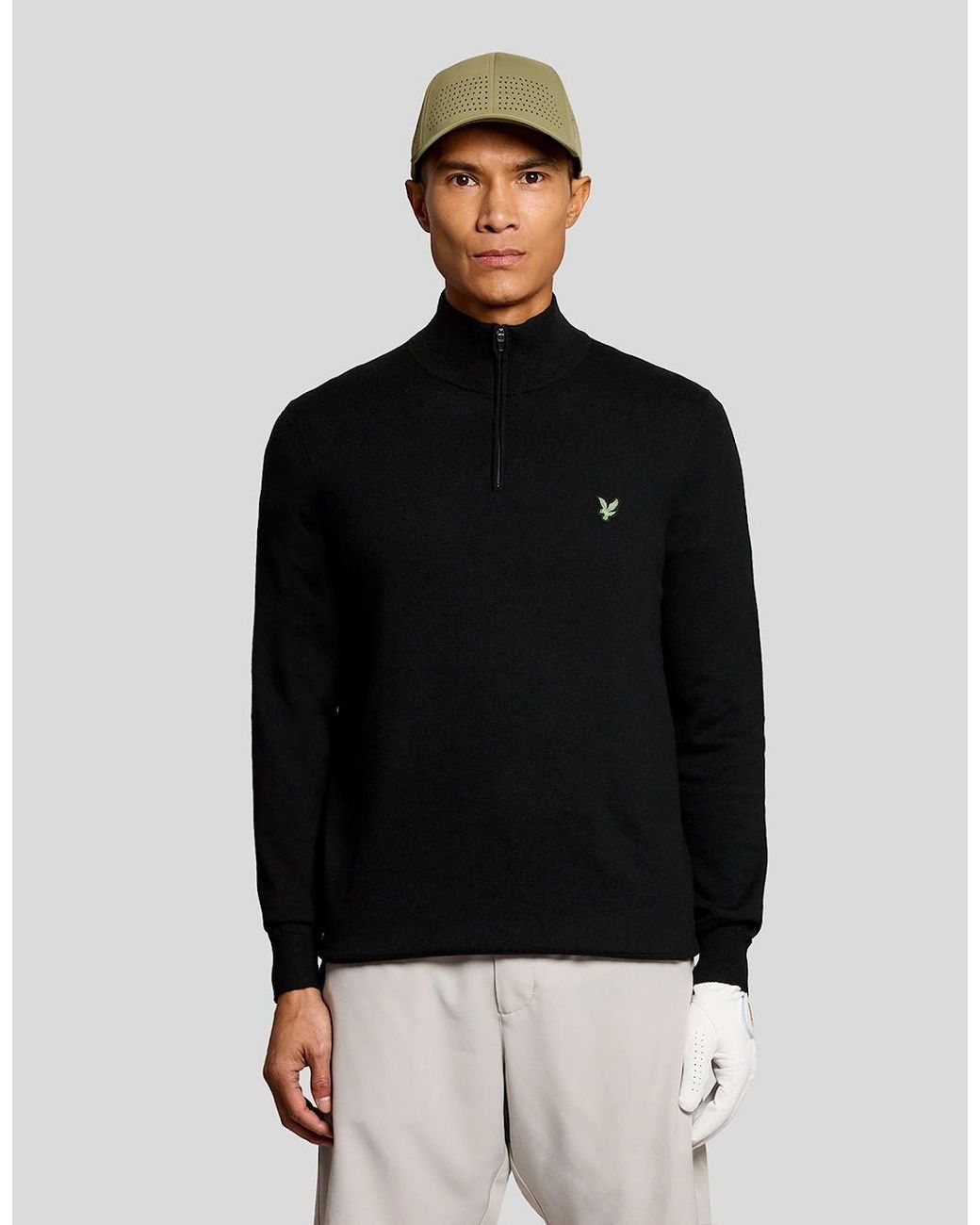 Lyle & Scott Black Eagle Cotton Blend 1/4 Zip Jumper for men
