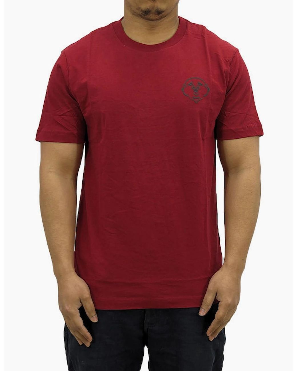 True Religion Red 107816 T Shirts Short Sleeve Buddha Face Summer Crew Neck Tee for men