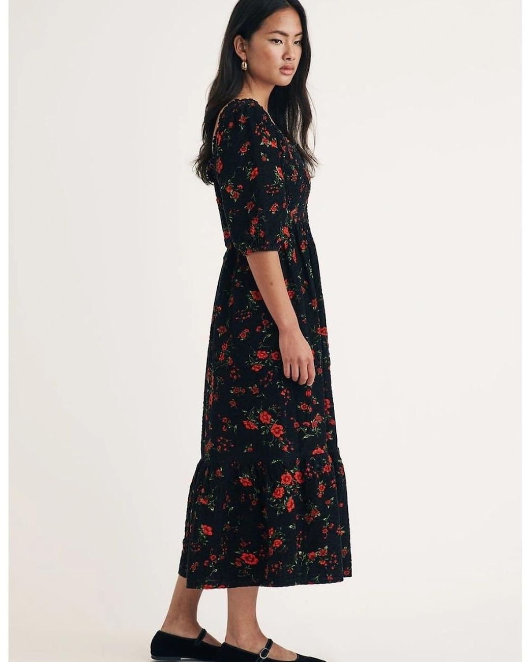 Nobody's Child Black Elsa Square Neck Midi Dress