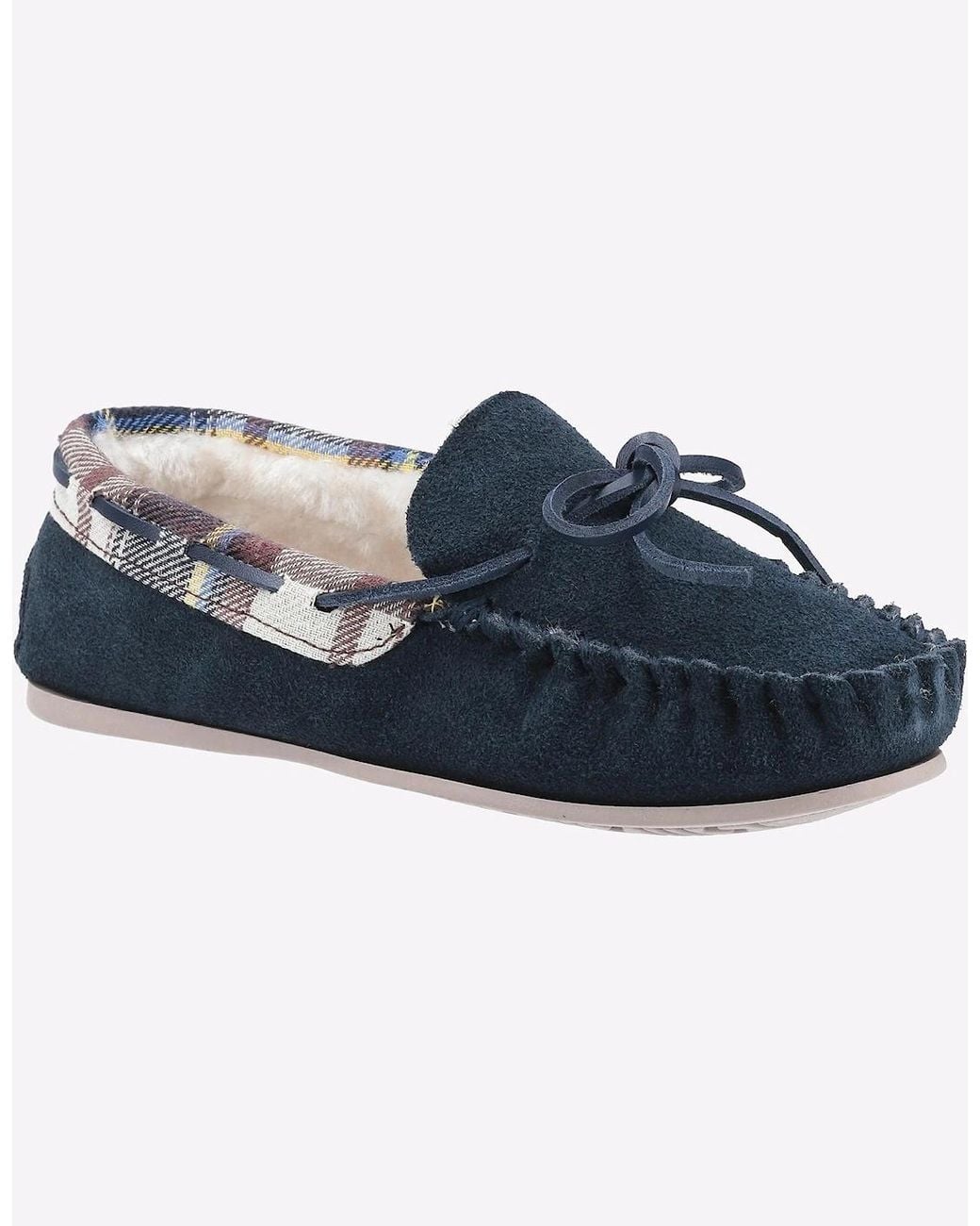 Cotswold Blue Kilkenny Slip On Moccasin Slipper