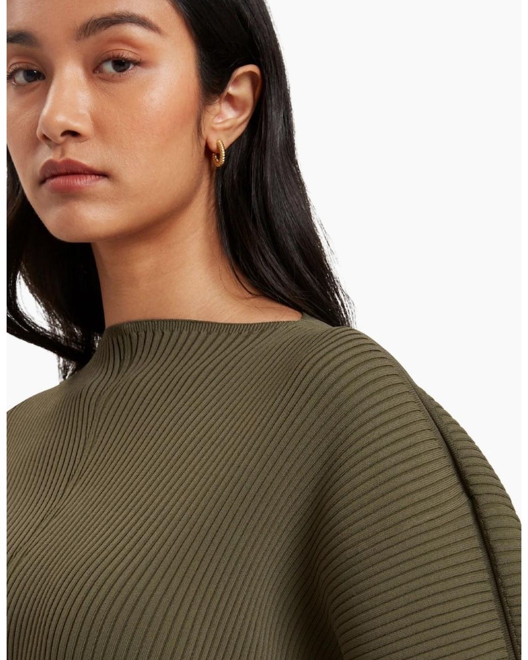 Ted Baker Green Vanitha Sculptured Rib Knitted Maxi Dark Dress