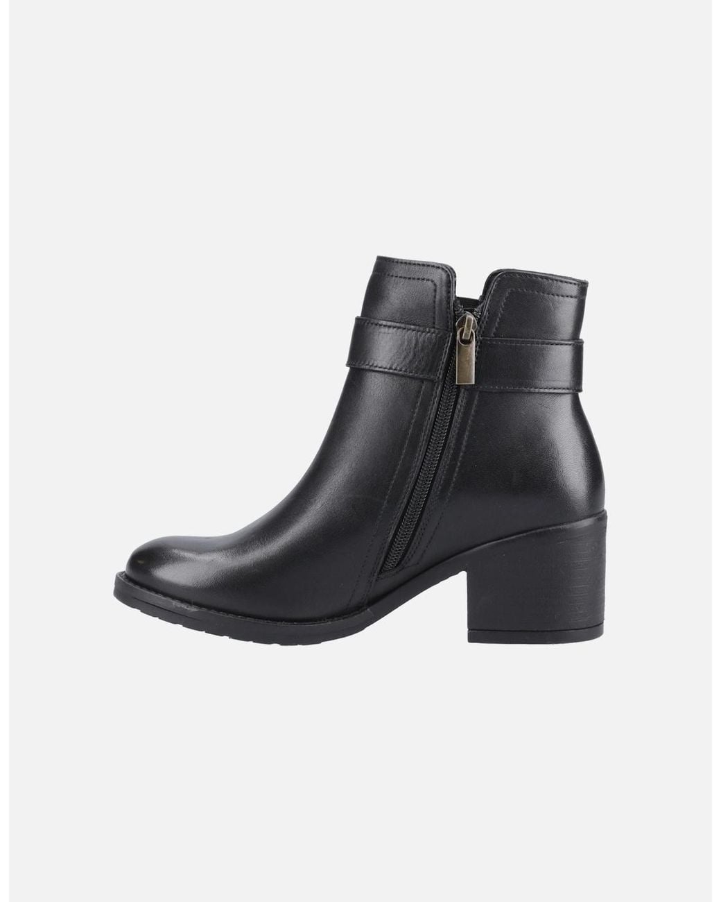 Hush Puppies Black Hensley Leather Heeled Ankle Boots