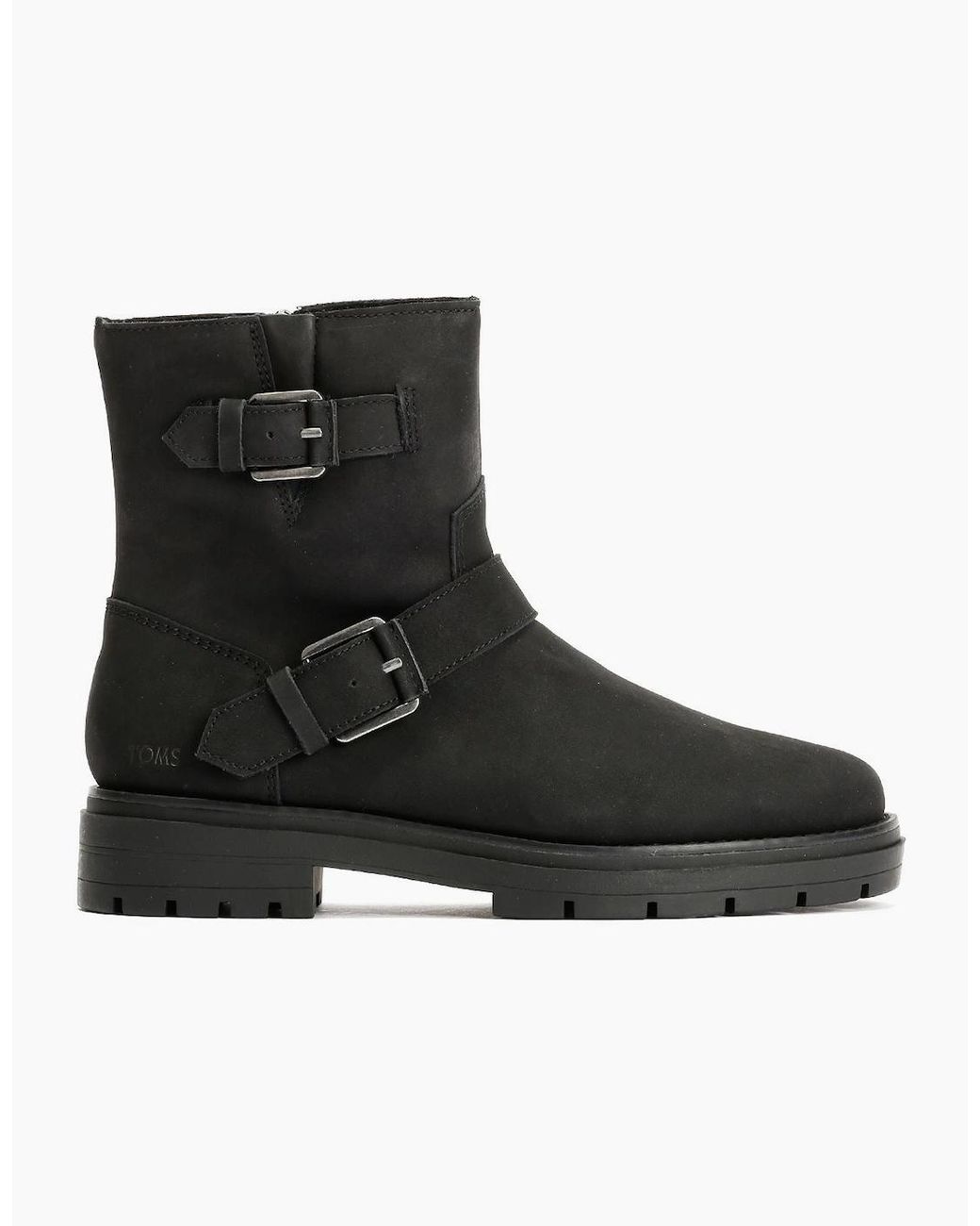 TOMS Black Ionie Moto Nubuck Leather Boots